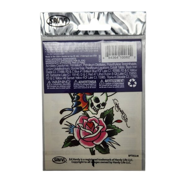 Ed Hardy Nail Tattoo Decals 3 Packages with 10 Sets and Matching Tattoo NEW - Picture 7 of 7